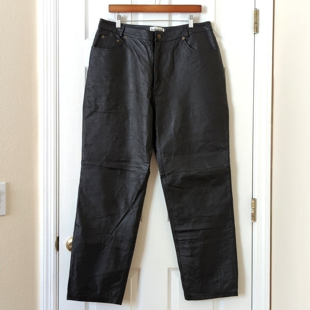 Bagatelle 90's Vintage High Waisted Straight Leg Genuine Leather Pants Black 16